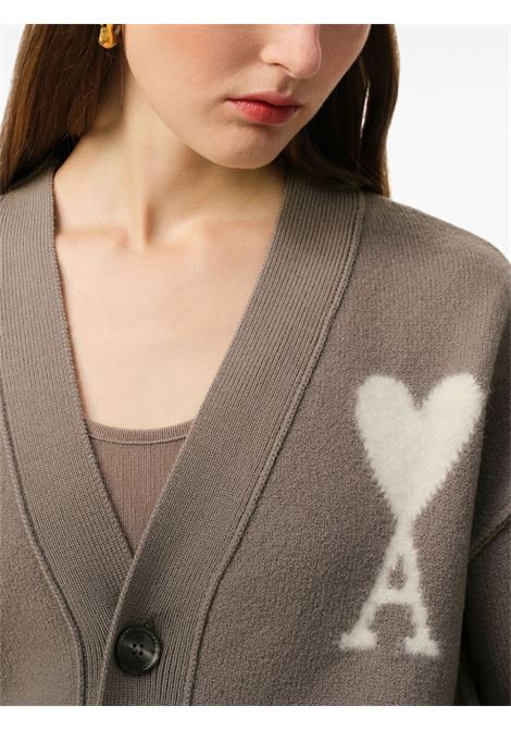 Cardigan Ami De Coeur in grigio Ami paris - unisex AMI PARIS | UKC090KN00900957